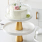 Gold-colored Foot Ceramic Cakestand with Glass Dome Lid