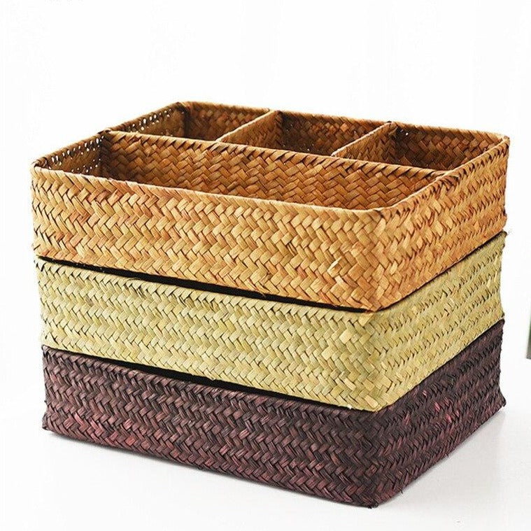 4 compartment weave basket