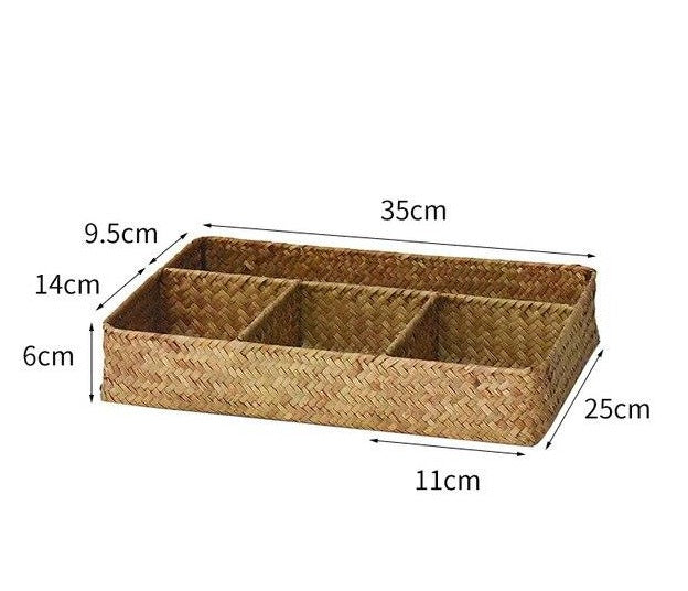 4 compartment weave basket beige
