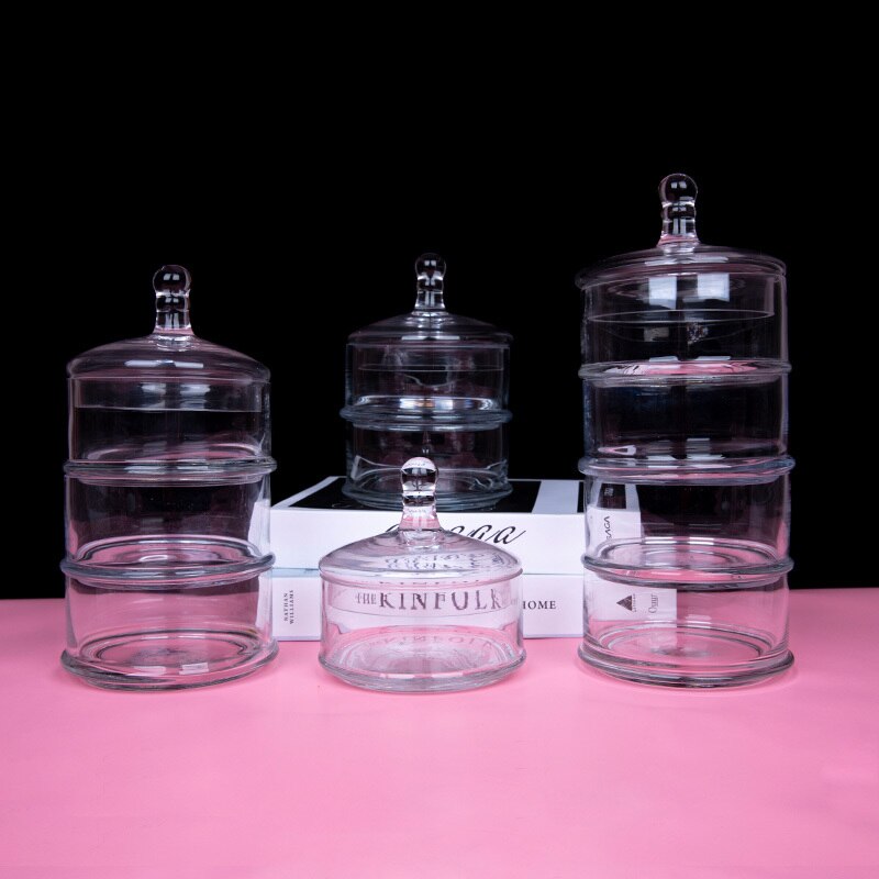 Tiered Glass Transparent Cookie Jar