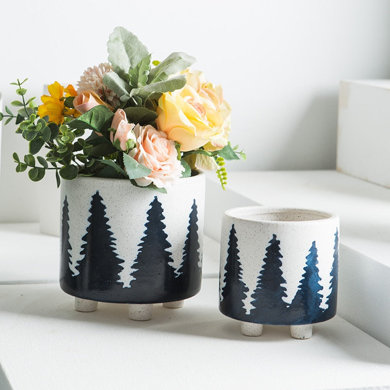 Handmade Nordic Flower Pot blue