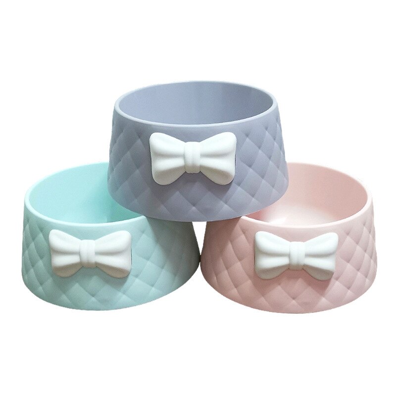 Multicolor Cute Bow Tie Pet Food Bowl