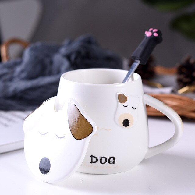 Cute Sleeping Brown Dog Mug Set