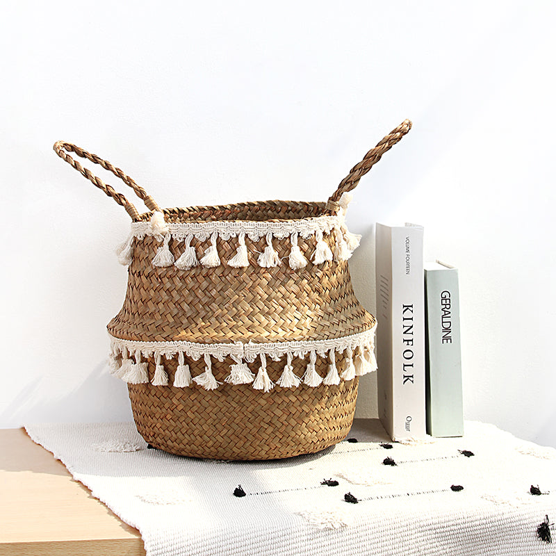 Simple Boho Storage Straw Woven Basket