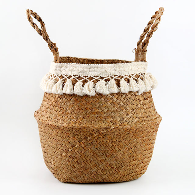 Simple Boho Storage Straw Woven Basket