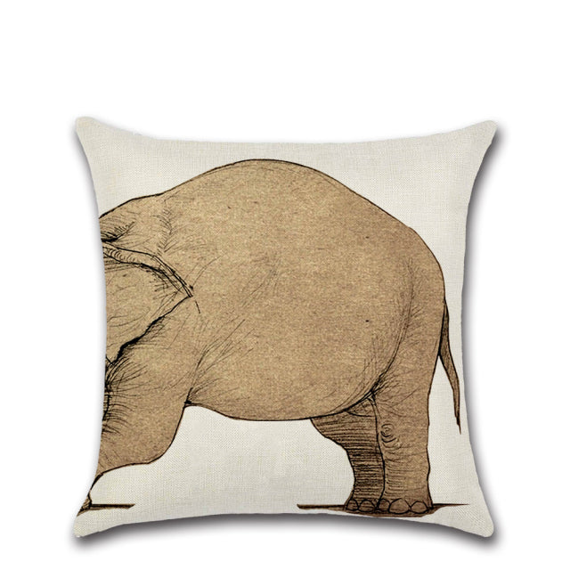 Elephant Jigsaw Linen Pillow Covers