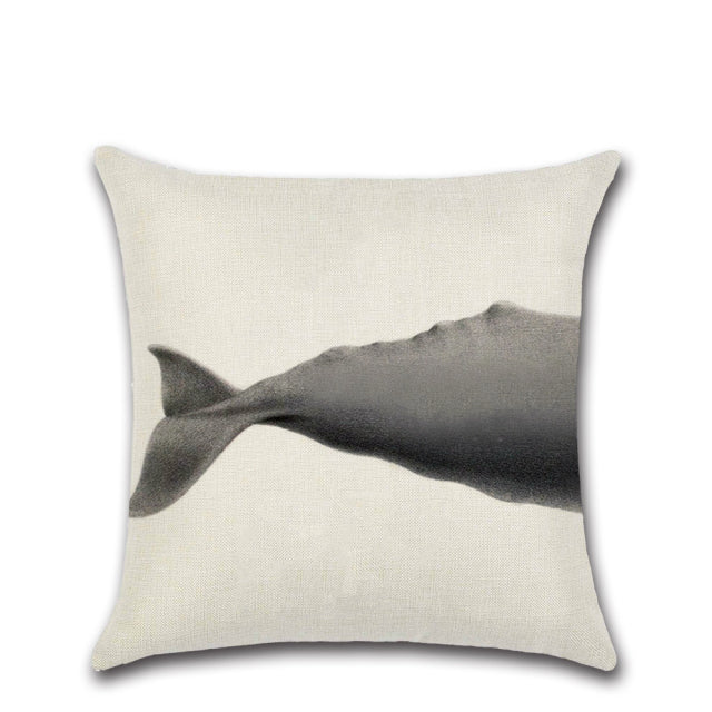 Whale Jigsaw Linen Pillow Covers