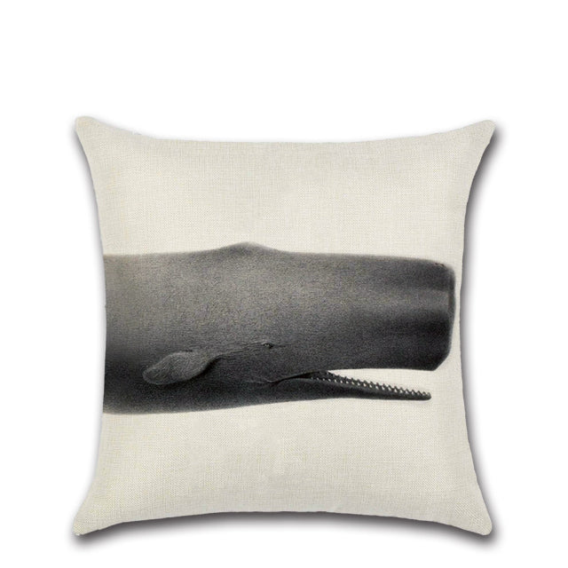Whale Jigsaw Linen Pillow Covers