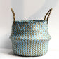 Handmade Collapsible Boho Decor Striped Wicker Storage Basket