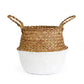 2-tone handmade collapsible wicker storage basket white / 23cmx20cm
