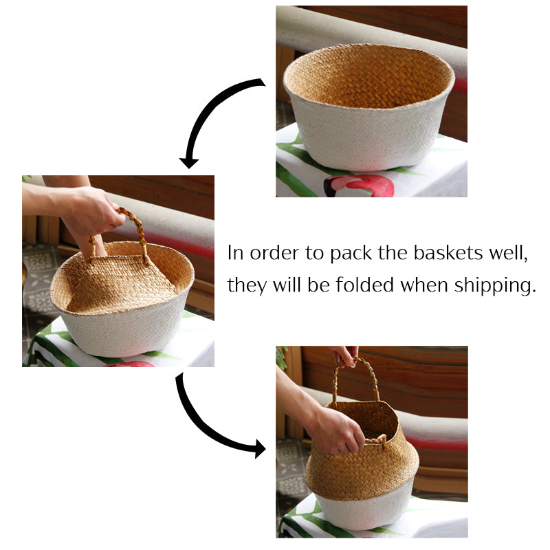 2-tone handmade collapsible wicker storage basket