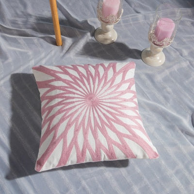 Pink Pattern Embroidered Cushion
